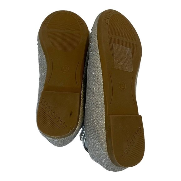 Tip Top Girls Dress Shoes Silver Glitter Rhinestone 12 - Picture 7 of 8
